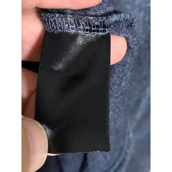 Storia Navy Blue Cowl Neck Pullover Crop Top Womens M Terry Cloth Soft Lagenlook - Picture 8 of 8